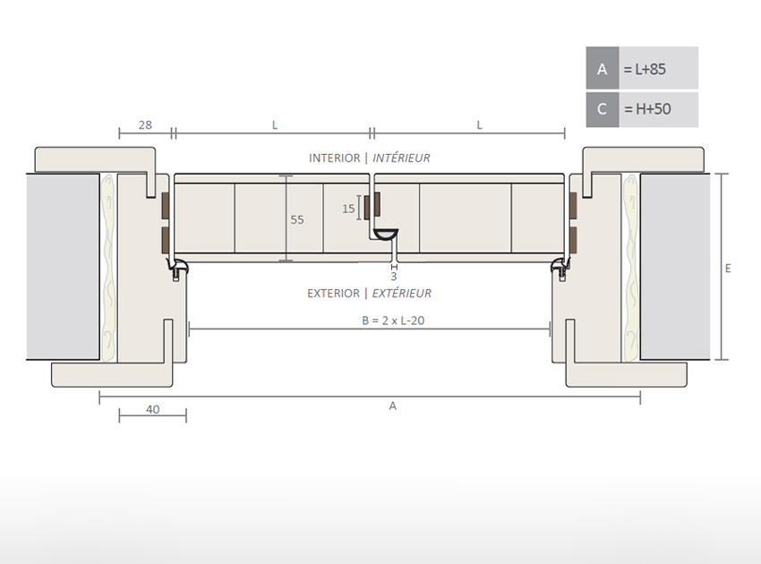 Marco puerta batiente cortafuego CF30 (2 Hojas)